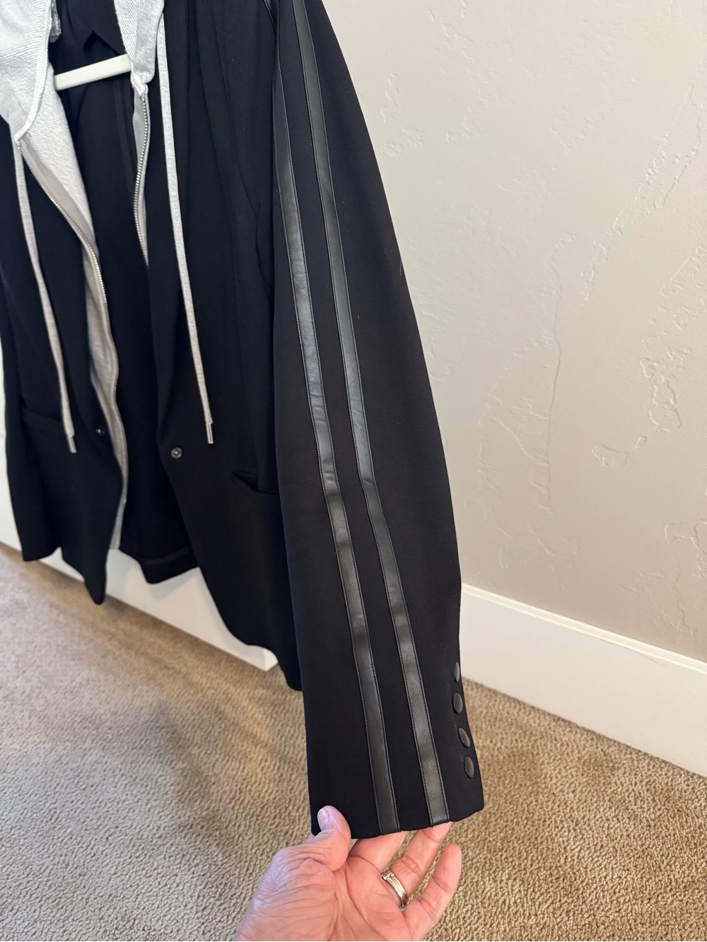 Women’s Black Blazer with Grey Hooded Insert - Picture 4 of 4